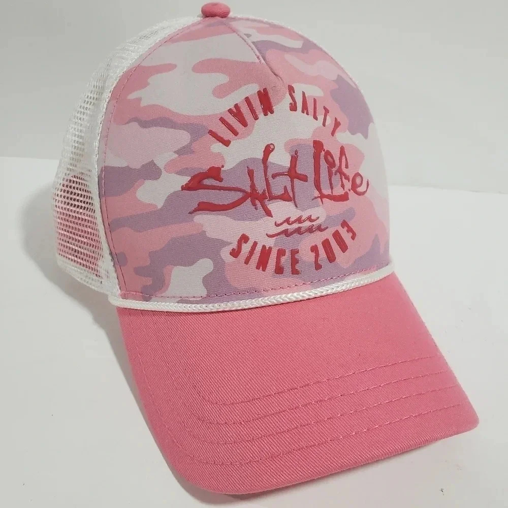 Salt Life Pink Womens Camo Snapback Mesh Trucker Hat